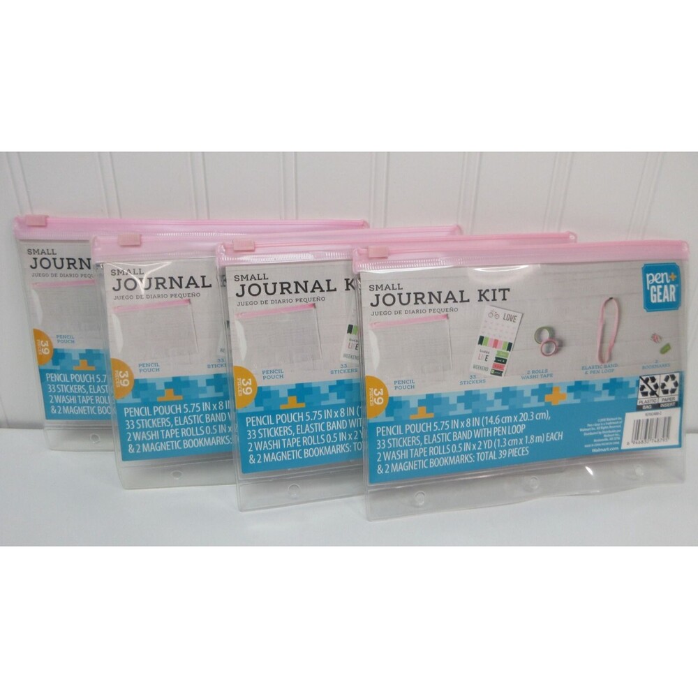 Lot 4 Small Journal Kit  Pen+Gear Pink 39pc Pouch Washi Tape Stickers Bookmarks
